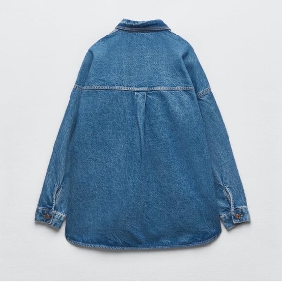 ZARA PATCH POCKET DENIM OVERSHIRT - Picture 2 of 9